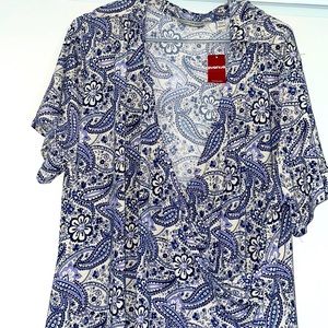 Blue Paisley Wrap Dress